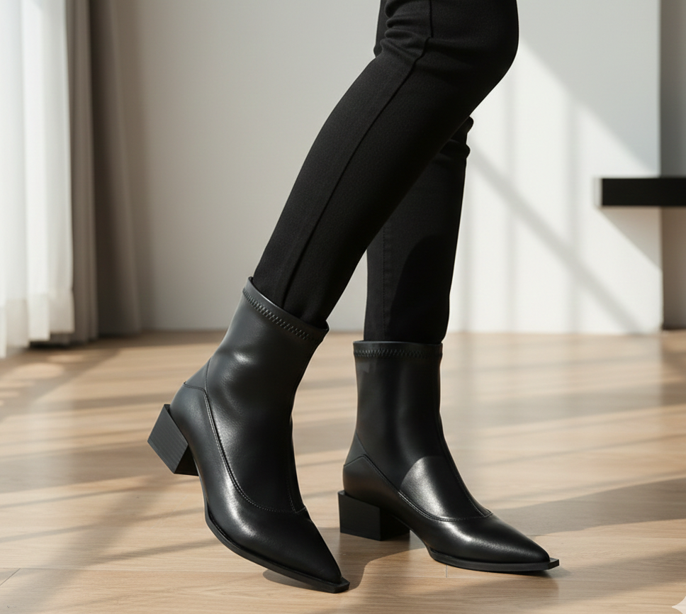 NoirEdge Sculpt Ankle Boots